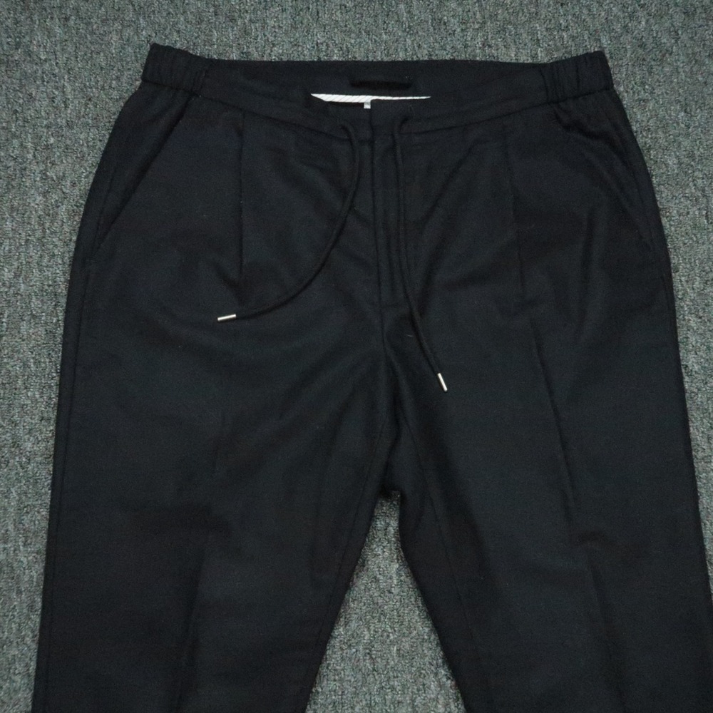 Men's Black Drawstring Chinos - Sleek Everyday Trousers - Picture 2 of 11